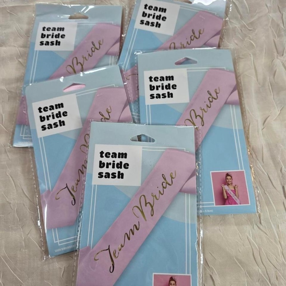 Team Bride Sash Pink Gold Foil Bachelorette Party Wedding Bridal Shower 5 Pack